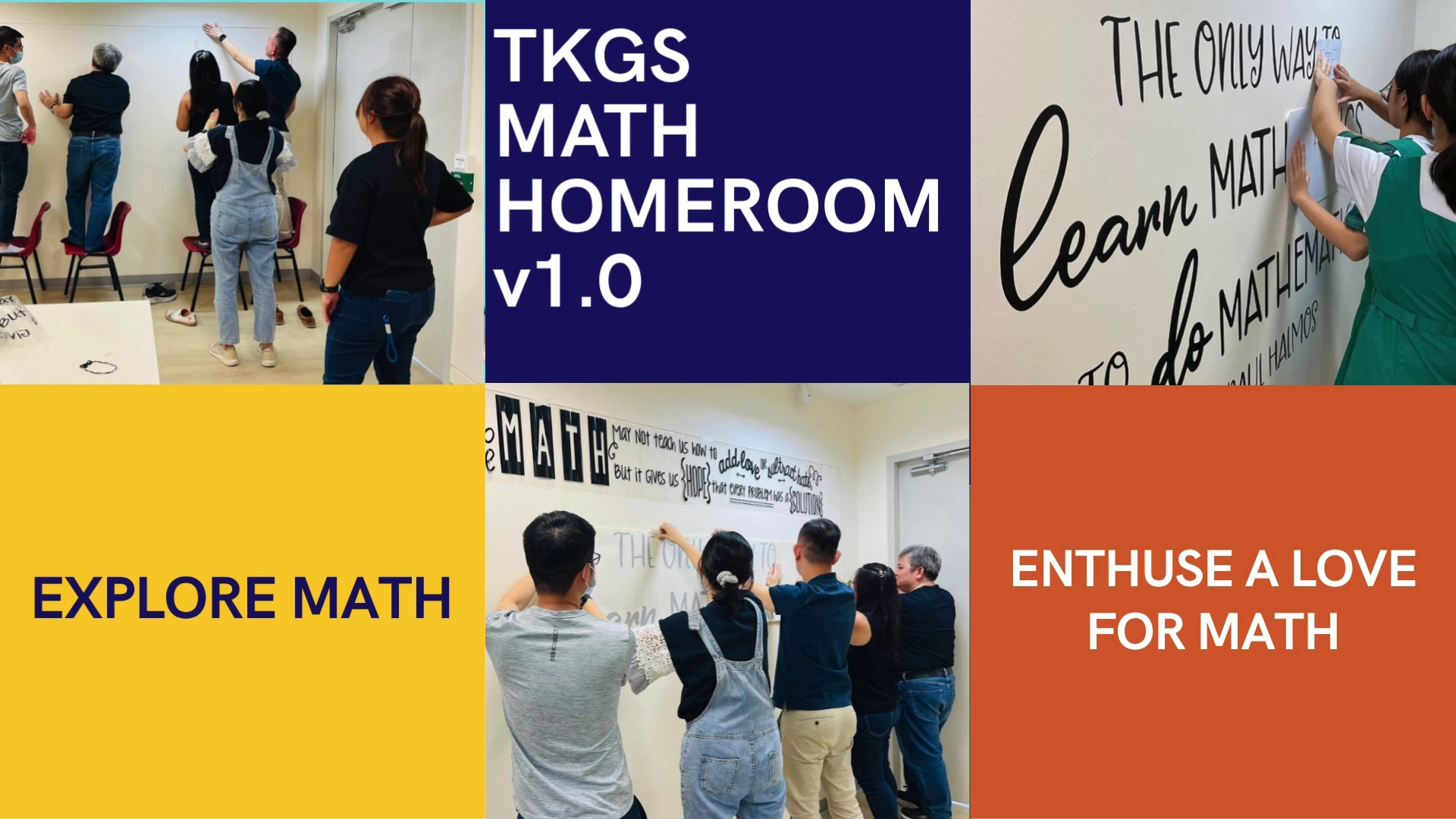 Group of teachers decorating the Math Homeroom
