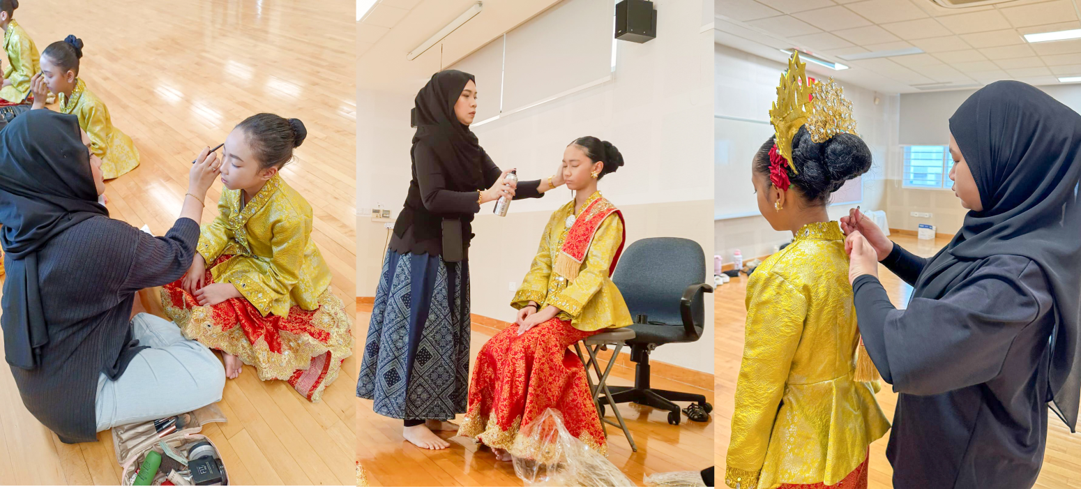In the spirit of collaboration, student alumni, parent volunteers, teachers and make-up artists came together to support and prepare the dancers for their performances.