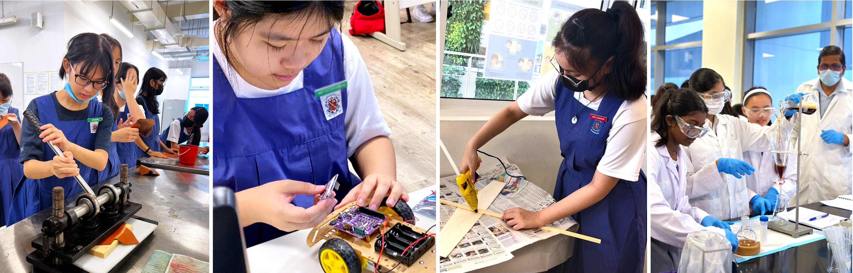 Image collage of students doing practical work