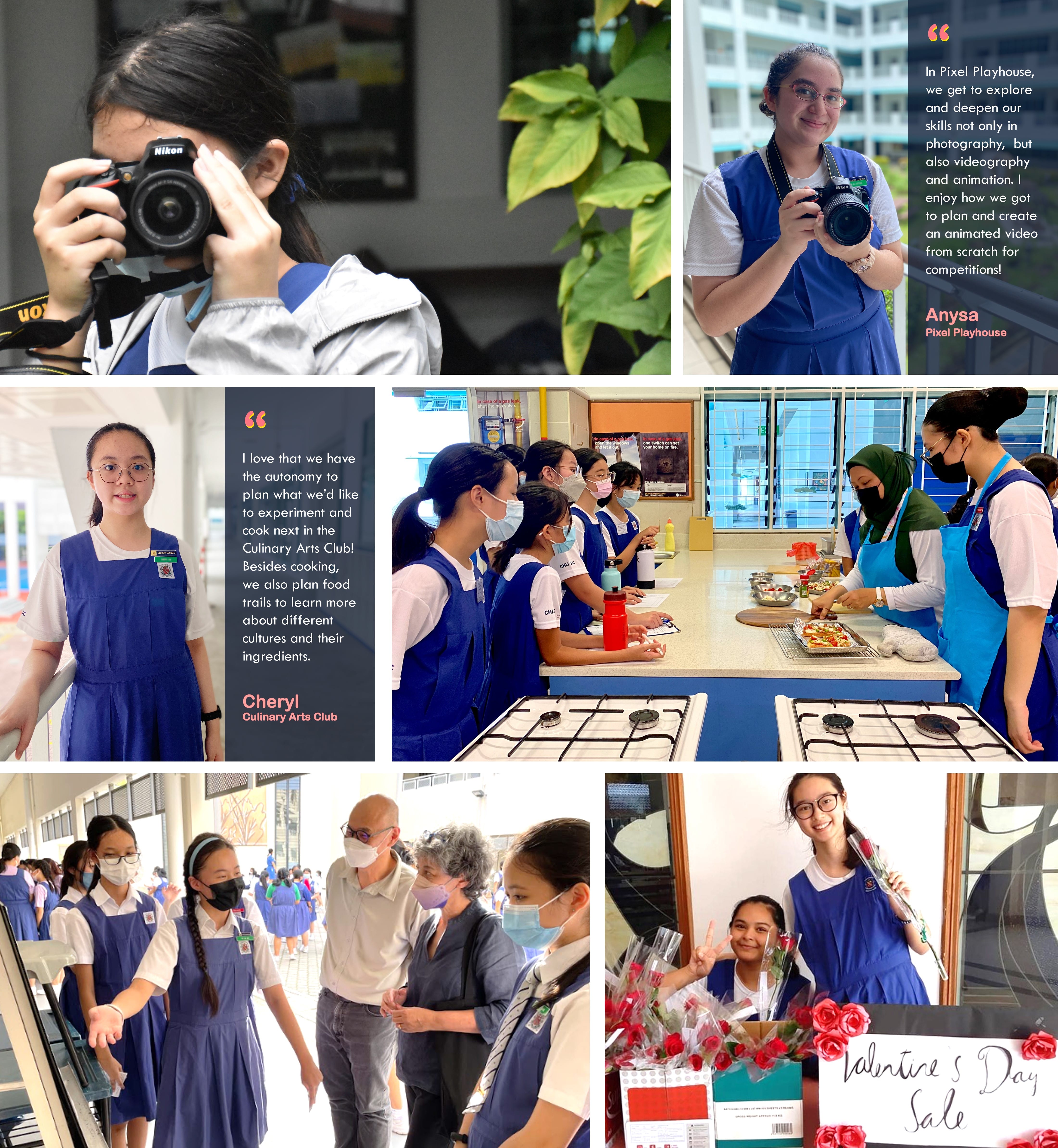 Image collage of students in their respective CCA roles