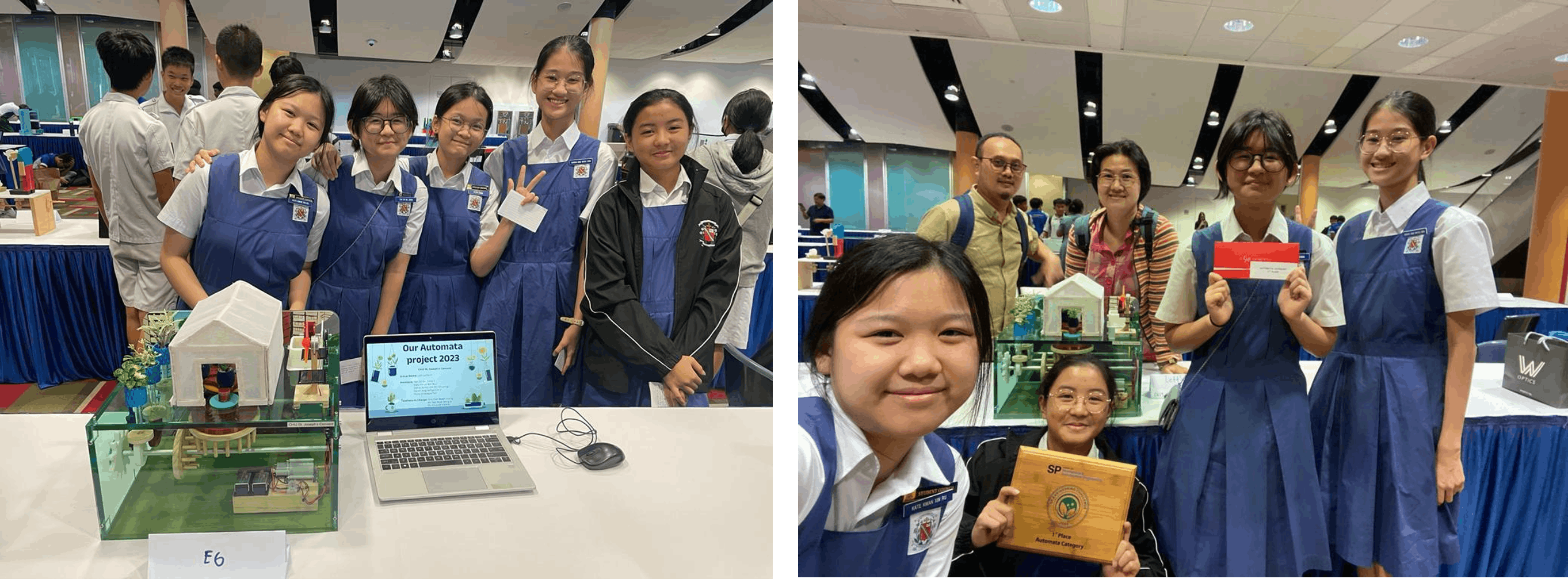 Students standing with their D&T projects