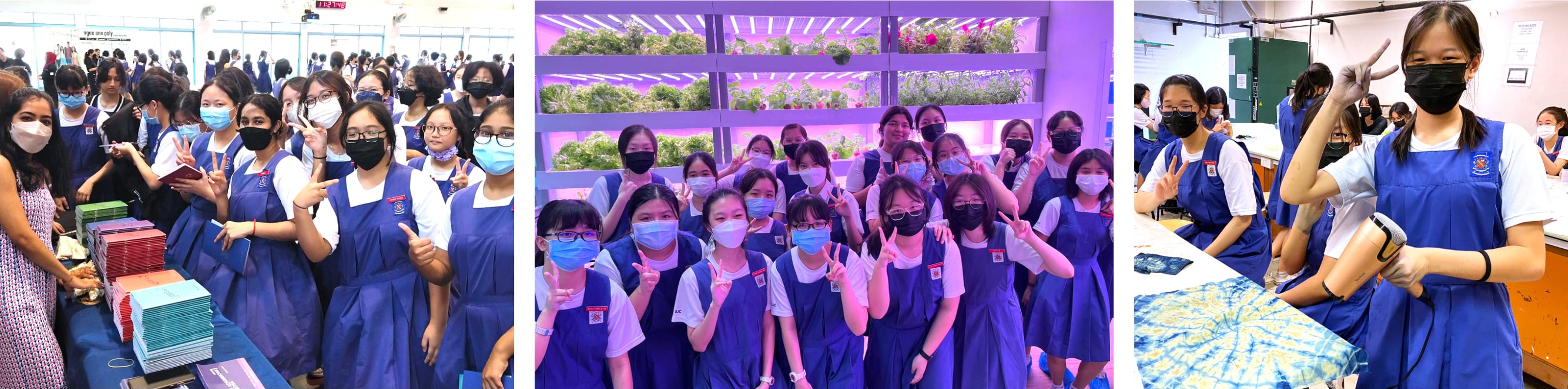 Image collage of students posing for the camera