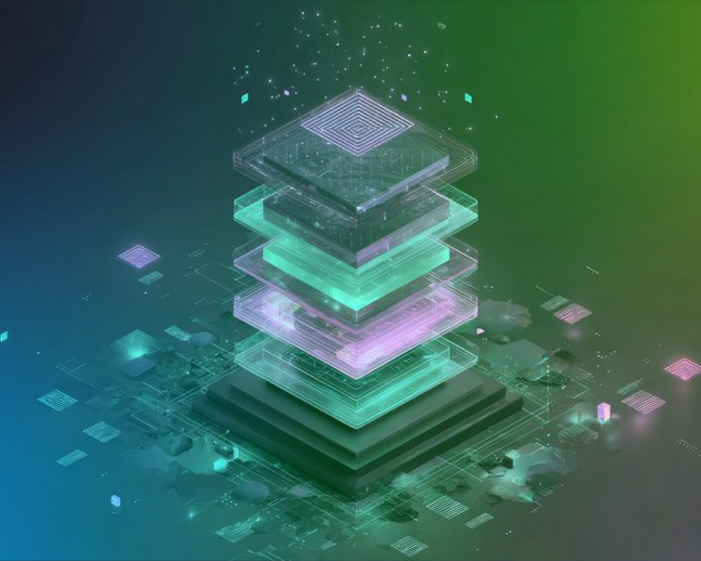 Image of an abstract isometric graphic representing a tech stack