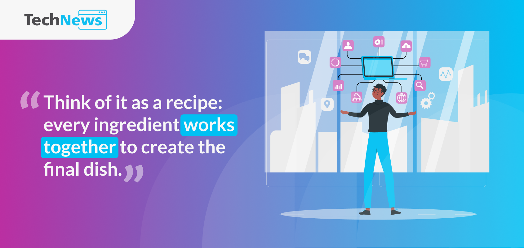 Image depiction of a Tech Stack: different technologies working together