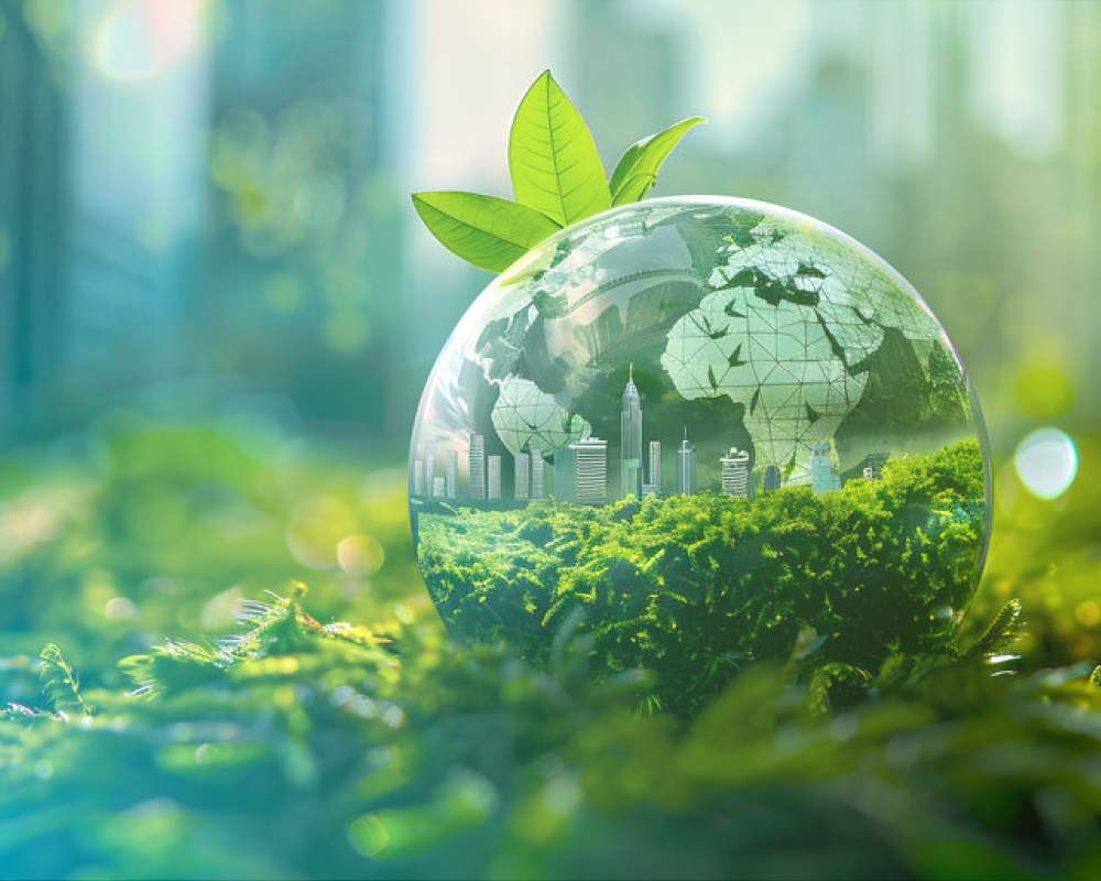 Image of a green globe symbolising sustainability