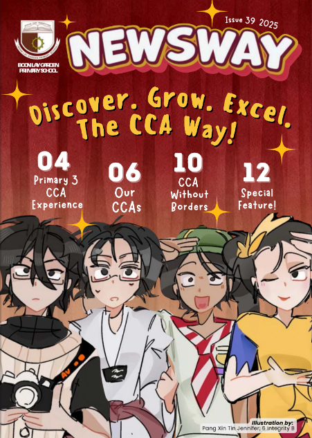 Cover of Newsway Issue 39 2025 from Boon Lay Garden Primary School featuring anime-style student characters.