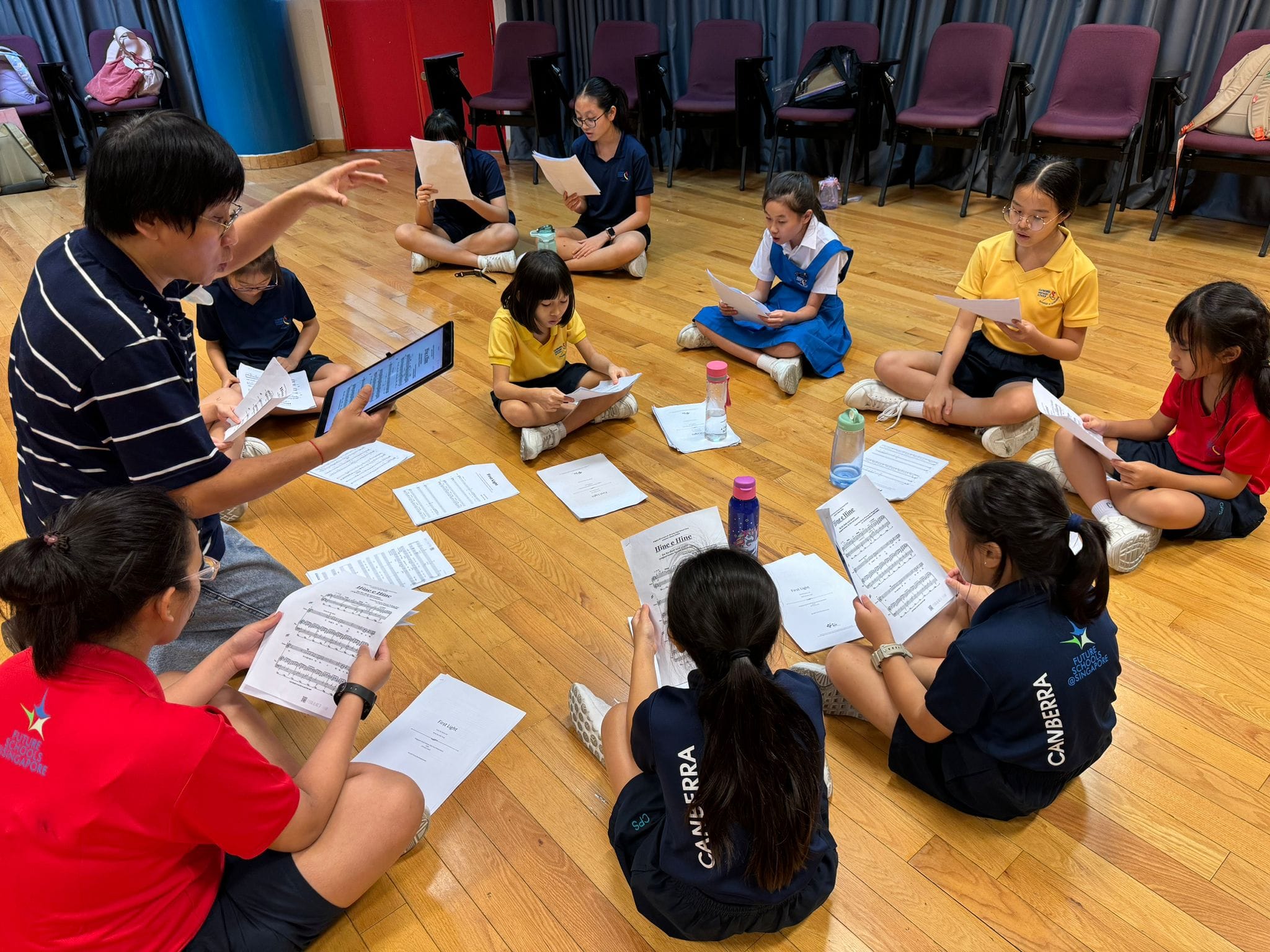 Choir practice during CCA session.