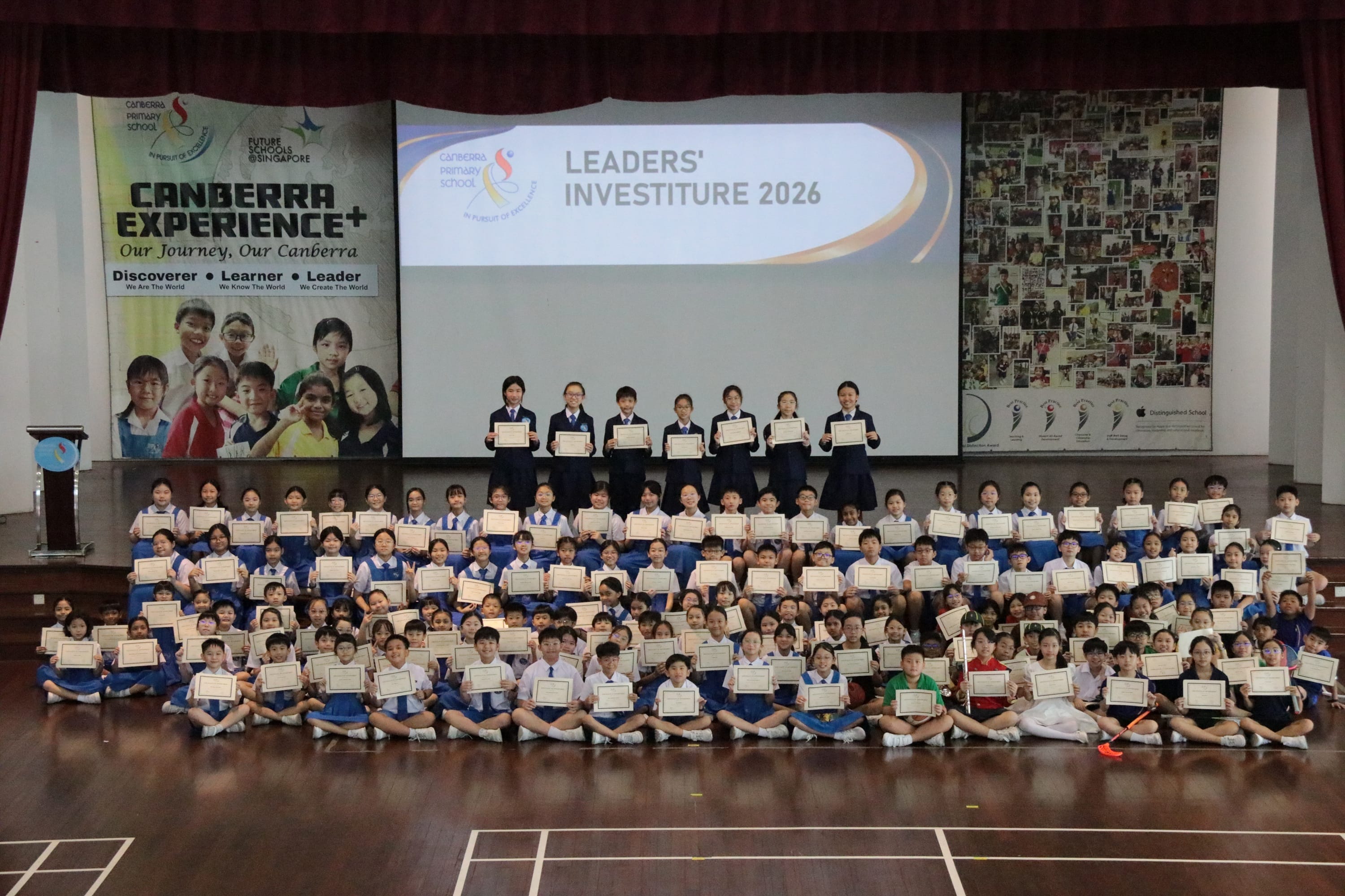 Student leaders being recognised at the Leaders’ Investiture ceremony