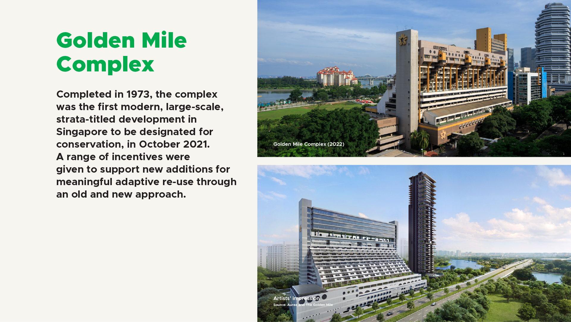 Information and photos of Golden Mile Complex redevelopment