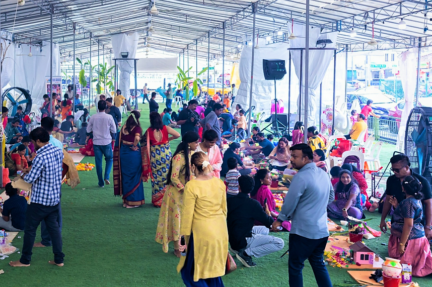 Vibrant scene at Project Oasis Little India site at Clive Street