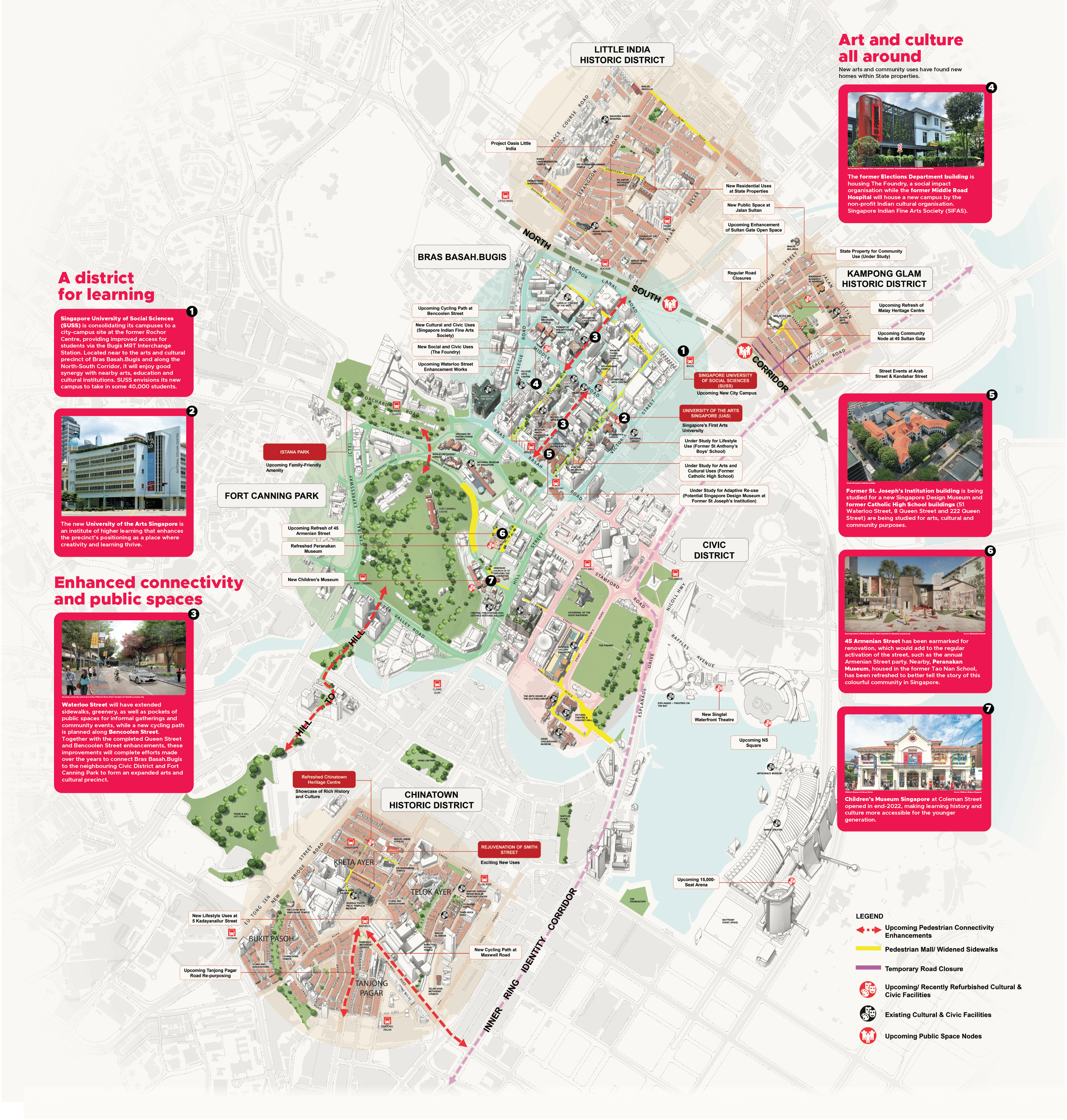 Map of arts, cultural and educational districts in Central Area