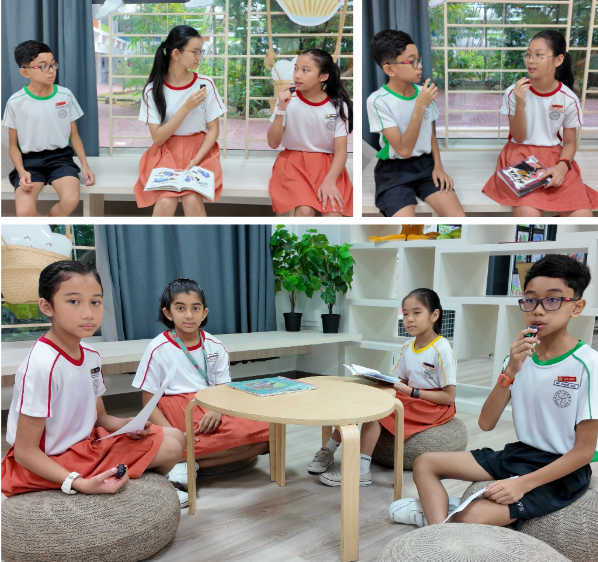 Students sharing and discussing their favourite books on International Friendship Day 2025