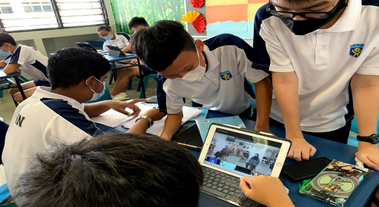 A group of students carrying out VIA activities online.