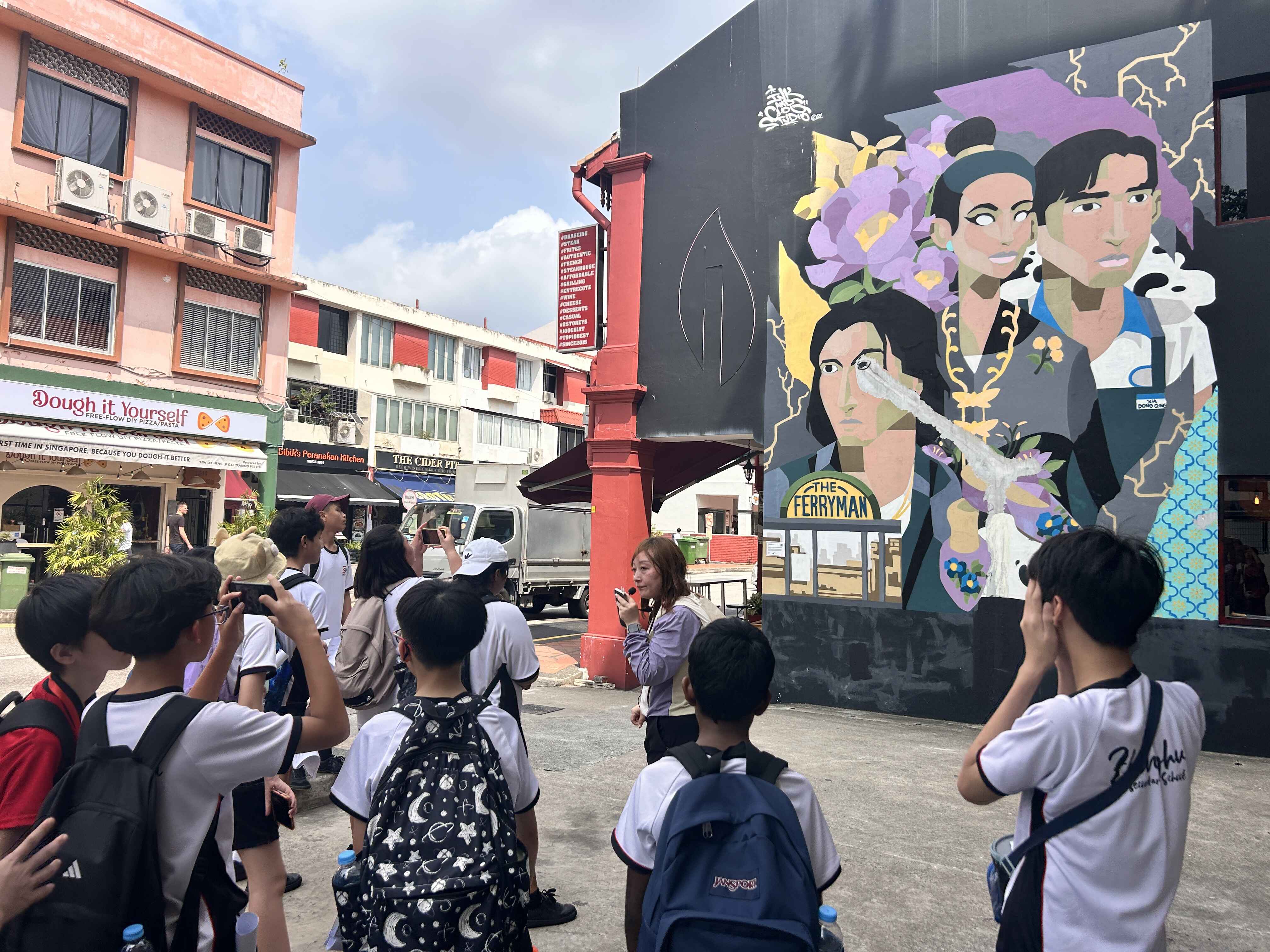 Our students on a guided tour in Joo Chiat