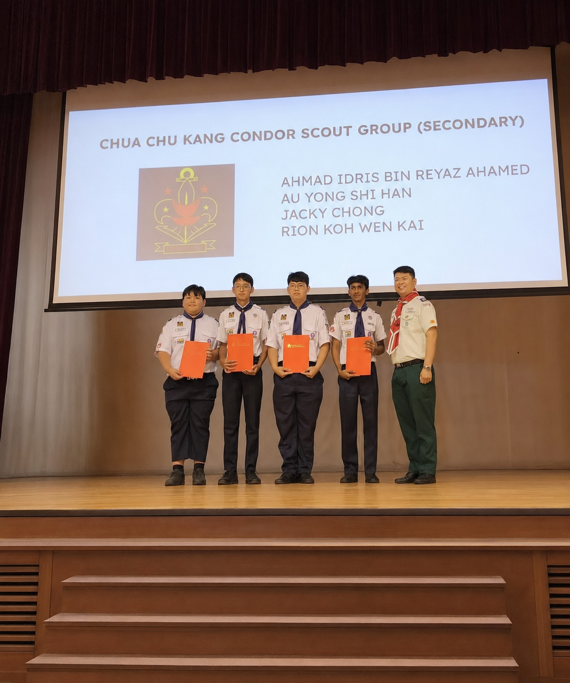 Scouts holding certificates
