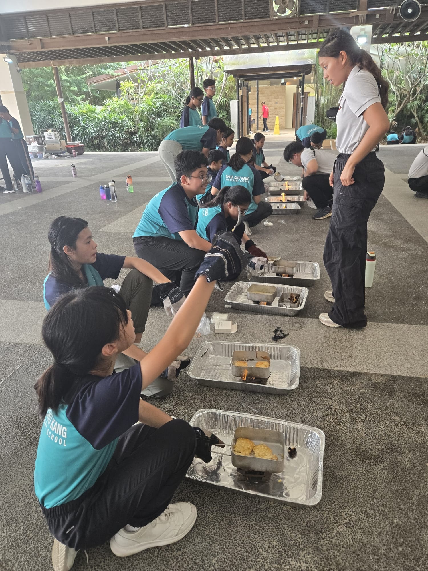 Students doing field cooking