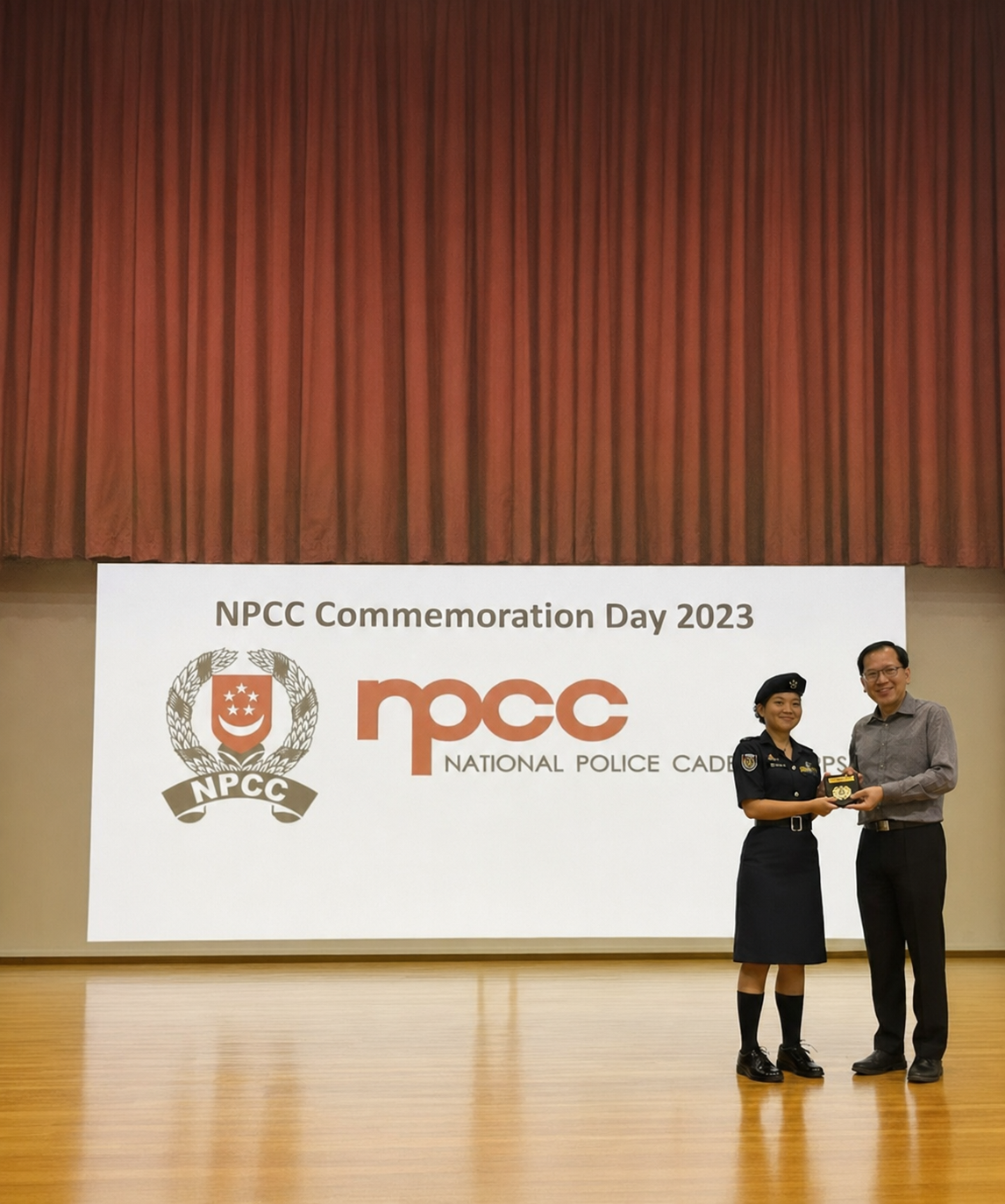 cadet receiving award from principal