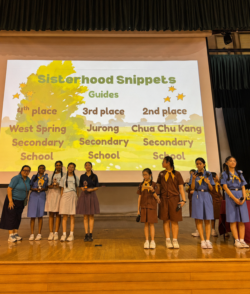 10 girl guides standing on stage