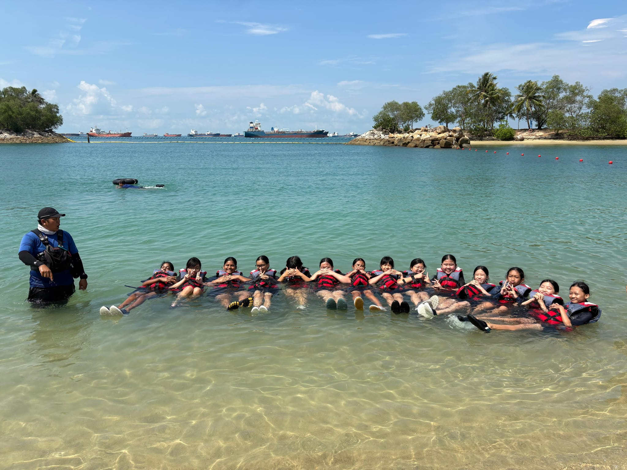 students doing water safety