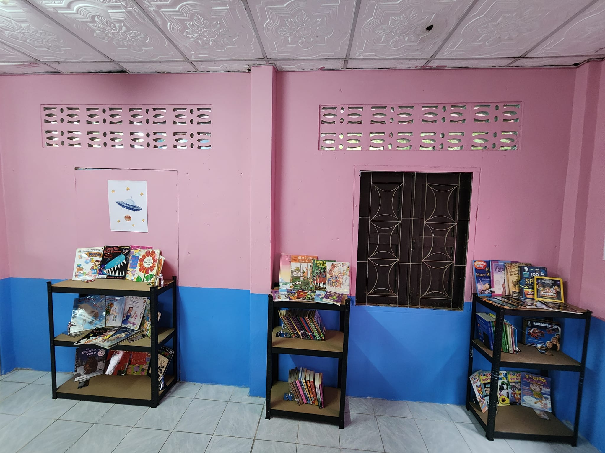 a picture of a decorated library