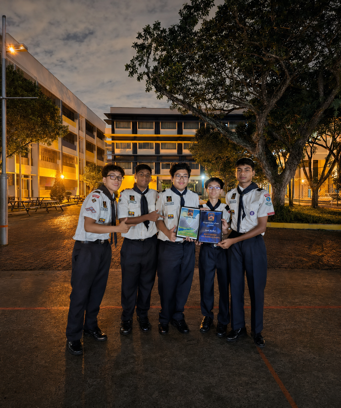 Scouts holding certificates