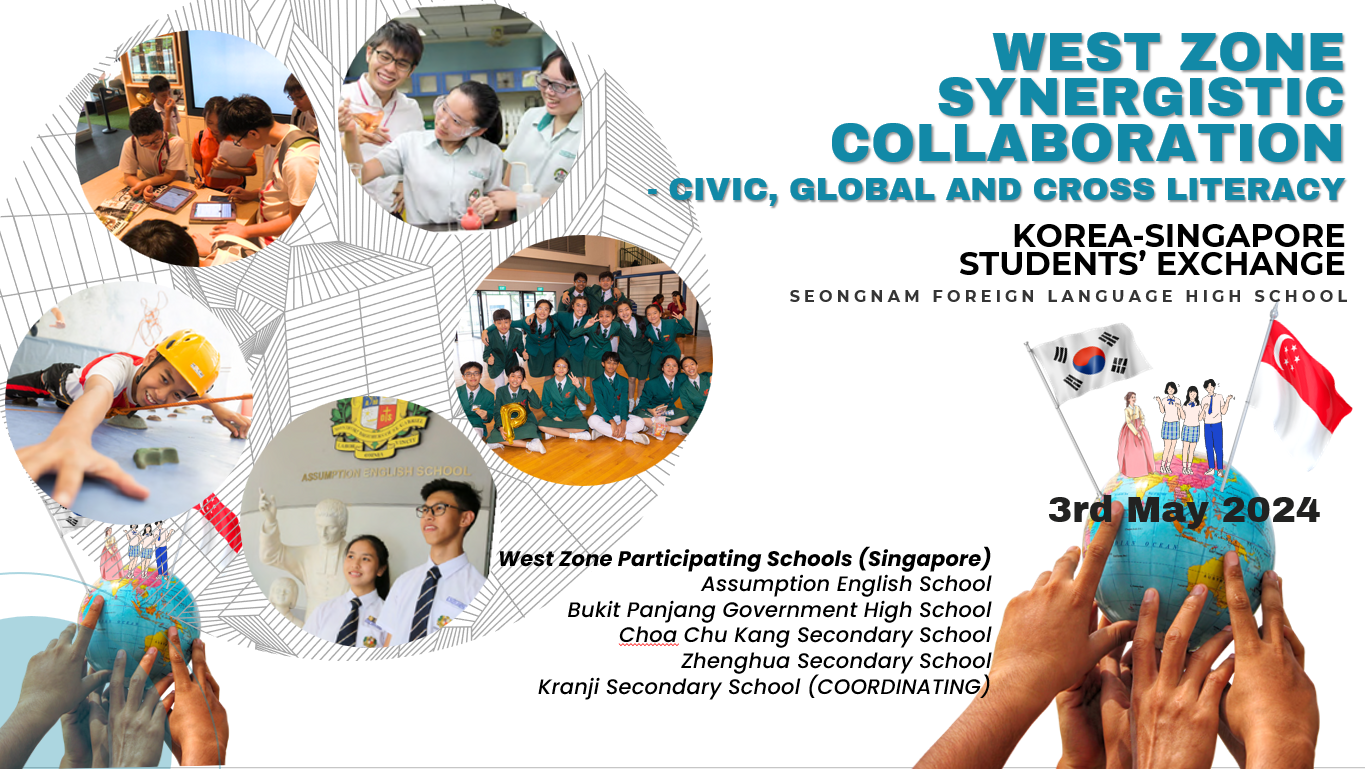 Flyer for West Zone Synergistic Collaboration Korea-Singapore Students Exchange on 3rd May 2024.