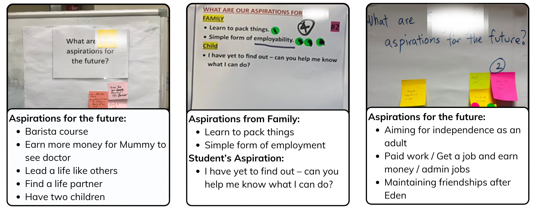 Examples of aspirations during FEM