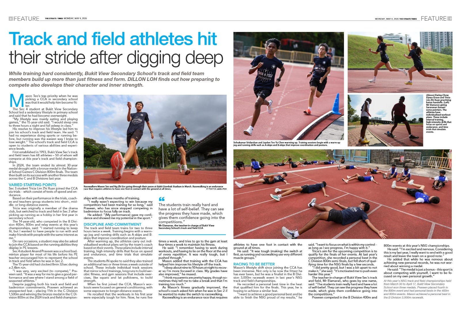 The Straits Times feature on Bukit View Secondary School’s Track & Field CCA.