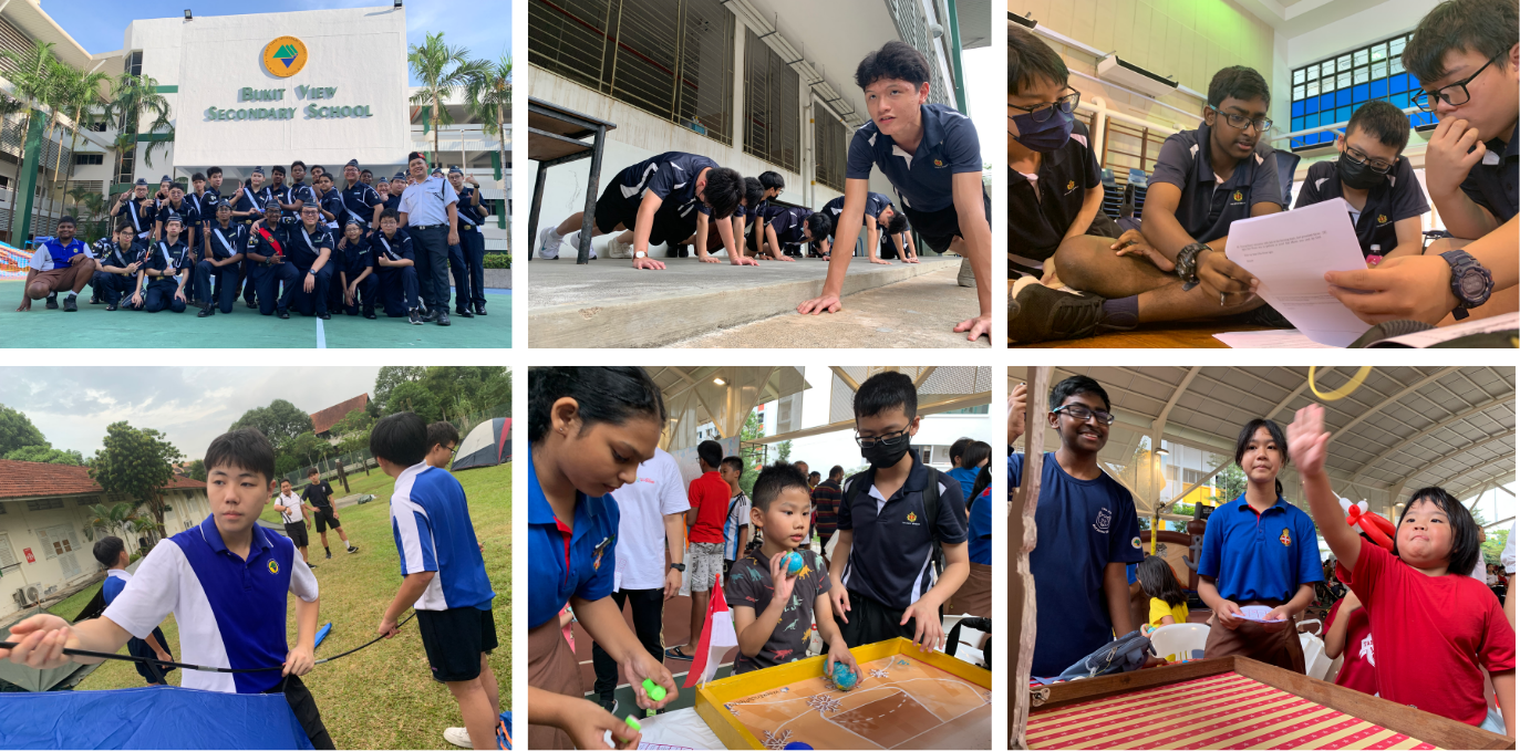 Collage of Boys’ Brigade members taking part in group activities, physical training, discussions, outdoor activities and community engagement programmes.