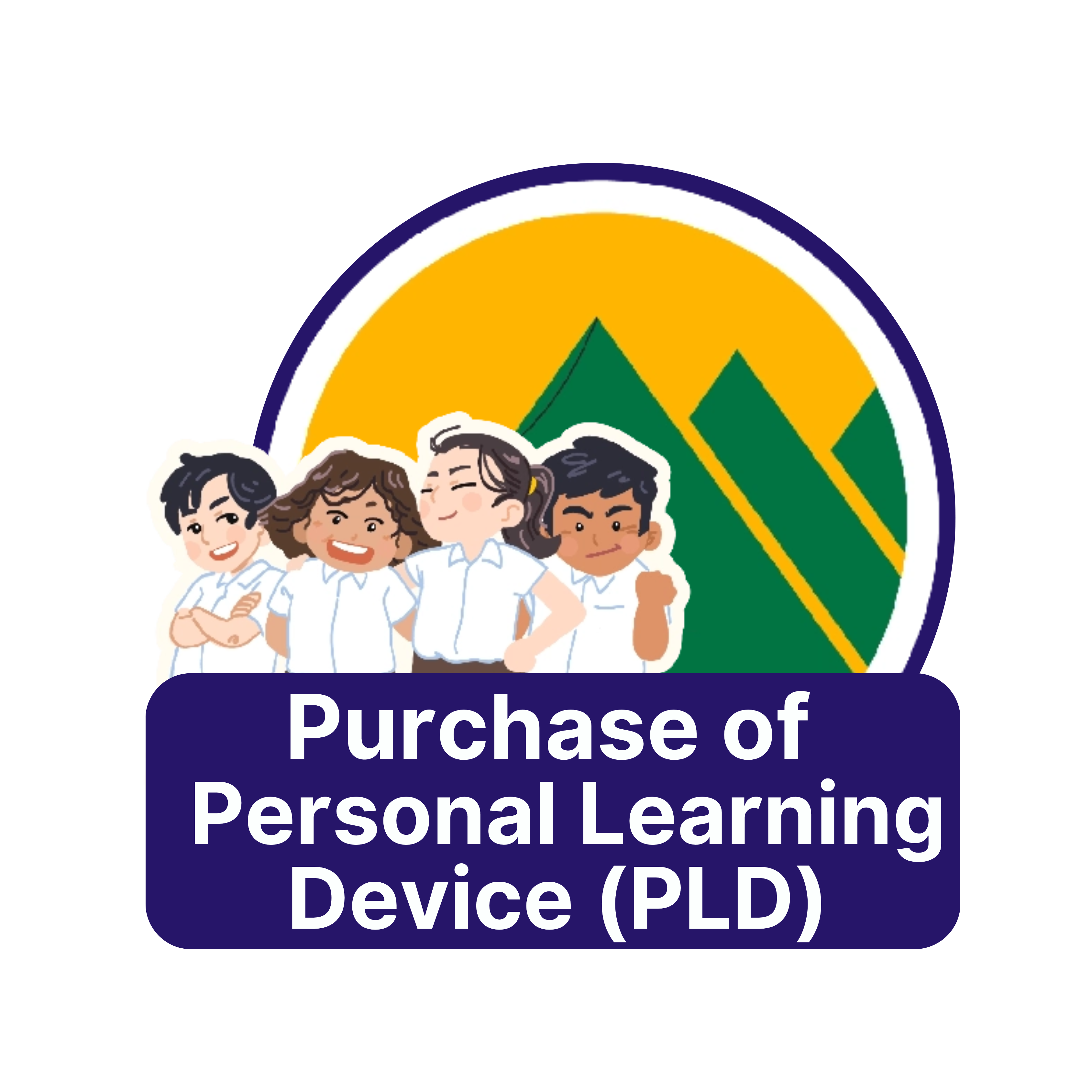 Illustration of Bukit View Secondary School students representing Personal Learning Device (PLD) procurement.